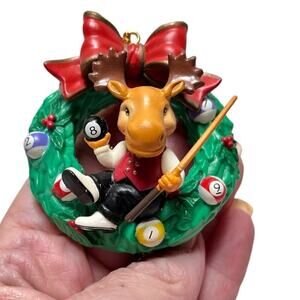 Vintage Pool Player Elk Christmas Ornament